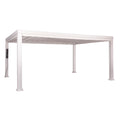 Windham 14' X 10' Modern Galvanized Steel Outdoor Patio Pergola Kit with Shade Sail Canopy and Powerport