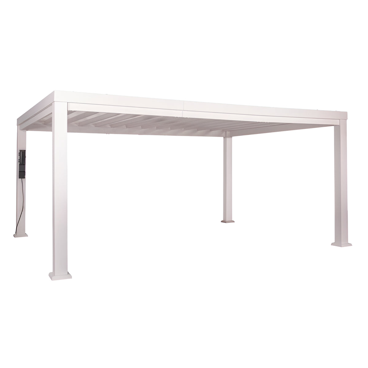 Windham 14' X 10' Modern Galvanized Steel Outdoor Patio Pergola Kit with Shade Sail Canopy and Powerport