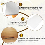 5-Layer Bee Hive, Beehive Kit Langstroth Bee Hive Coated | 100% Beeswax Includes 2 Deep Bee Boxes, 3 Medium Bee Hive, NO Frame