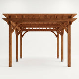 12X16 FT All Cedar Wood Wooden Pergola, Pergola Kit with Stakes, Quality Wood Supported Structure, Snow and Wind Supported, Outdoor Garden Shelter with Cedar Framed for Backyard, Deck, Lawn — Studio Shot