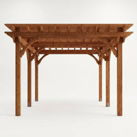 12X16 FT All Cedar Wood Wooden Pergola, Pergola Kit with Stakes, Quality Wood Supported Structure, Snow and Wind Supported, Outdoor Garden Shelter with Cedar Framed for Backyard, Deck, Lawn — Studio Shot