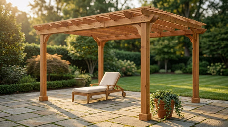 12X16 FT All Cedar Wood Wooden Pergola, Pergola Kit with Stakes, Quality Wood Supported Structure, Snow and Wind Supported, Outdoor Garden Shelter with Cedar Framed for Backyard, Deck, Lawn — Lifestyle