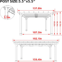 Wooden Pergola Kit Built to Weather All Seasons, 12x16 Cedar Wood, Metal Stakes, Snow and Wind Rated