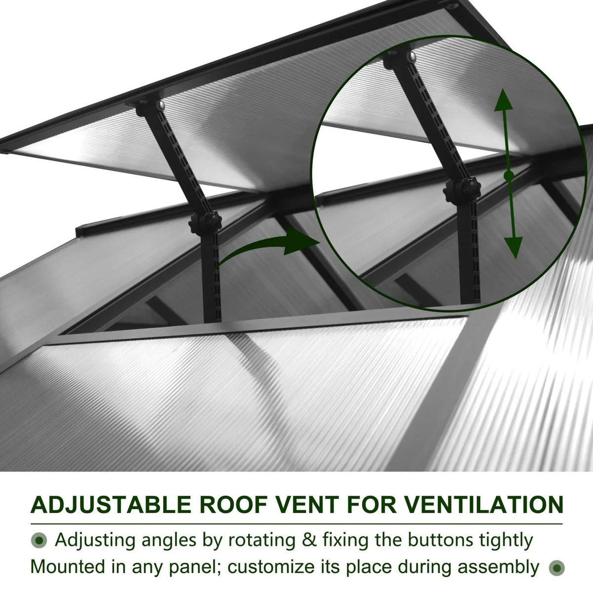 Polycarbonate Greenhouse Aluminum Frame Greenhouse with Adjustable Roof Vent