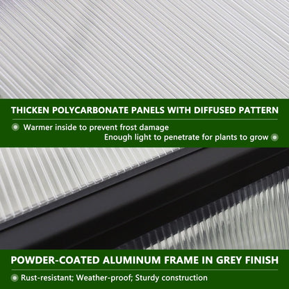 Polycarbonate Greenhouse Aluminum Frame Greenhouse with Adjustable Roof Vent