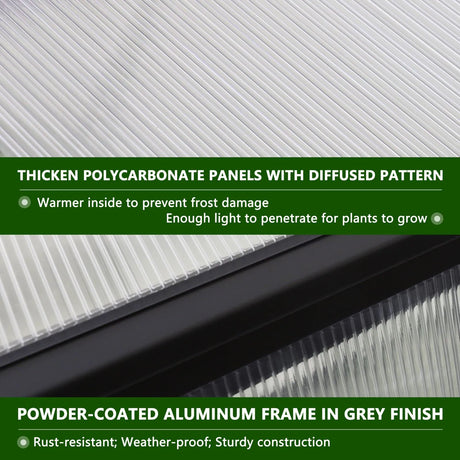 Polycarbonate Greenhouse Aluminum Frame Greenhouse with Adjustable Roof Vent