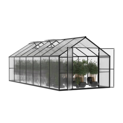 Polycarbonate Greenhouse Aluminum Frame Greenhouse with Adjustable Roof Vent