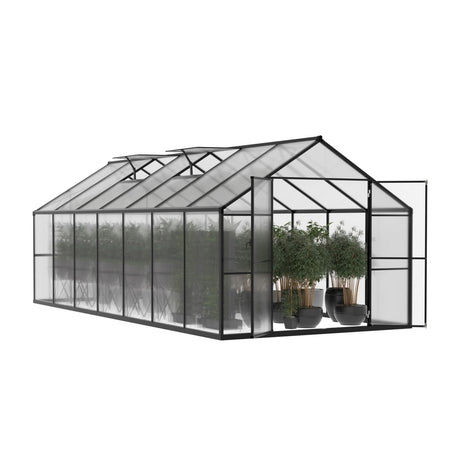 Polycarbonate Greenhouse Aluminum Frame Greenhouse with Adjustable Roof Vent