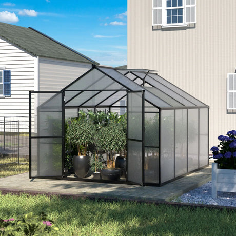 Polycarbonate Greenhouse Aluminum Frame Greenhouse with Adjustable Roof Vent