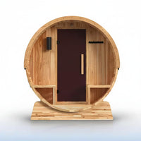 4-Person Electric Heater Outdoor Cedar Barrel Steam Sauna Front Porch Canopy - ETL Certified