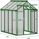 Greenhouse, 6X8 FT Greenhouse for Outdoors, Walk-In Green House with Ground Nails and Vent Windows, Sliding Lockable Door, Polycarbonate Greenhouses for outside Garden Backyard, Quick Setup, Green