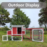 Chicken Coop with Run - 2-Story Wooden Chicken Tractor with Nesting Box - Red