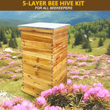 5-Layer Bee Hive, Beehive Kit Langstroth Bee Hive Coated | 100% Beeswax Includes 2 Deep Bee Boxes, 3 Medium Bee Hive, NO Frame