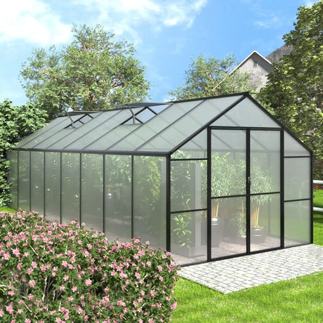 Polycarbonate Greenhouse Aluminum Frame Greenhouse with Adjustable Roof Vent