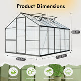 8X10Ft Outdoor Greenhouse, Heavy-Duty Walk-In Green House for Garden with Reinforced Aluminum Frame & Uv-Resistant Polycarbonate Panels