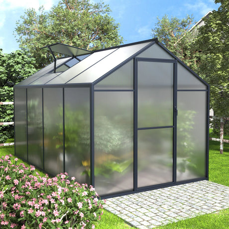 Polycarbonate Greenhouse Aluminum Frame Greenhouse with Adjustable Roof Vent
