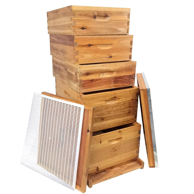 5-Layer Bee Hive, Beehive Kit Langstroth Bee Hive Coated | 100% Beeswax Includes 2 Deep Bee Boxes, 3 Medium Bee Hive, NO Frame