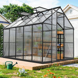 8X10Ft Outdoor Greenhouse, Heavy-Duty Walk-In Green House for Garden with Reinforced Aluminum Frame & Uv-Resistant Polycarbonate Panels