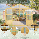 10 X 13.2-Ft Wooden Greenhouse | Walk-In Cedar Frame, Lockable Door, 2 Adjustable Roof Vents, Polycarbonate Panels, for Outdoor Garden and Backyard