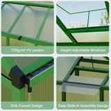 Greenhouse, 6X8 FT Greenhouse for Outdoors, Walk-In Green House with Ground Nails and Vent Windows, Sliding Lockable Door, Polycarbonate Greenhouses for outside Garden Backyard, Quick Setup, Green