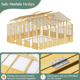 10 X 13.2-Ft Wooden Greenhouse | Walk-In Cedar Frame, Lockable Door, 2 Adjustable Roof Vents, Polycarbonate Panels, for Outdoor Garden and Backyard